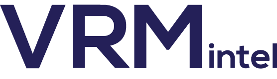 The image shows the logo for VRM Intel, a trusted source for Vacation Rental Blogs, with "VRM" in large bold letters and "intel" in smaller, thinner font to the right.